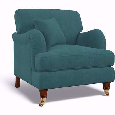 Emeline Soft Brushed Armchair with Antique Brass Castor Legs
