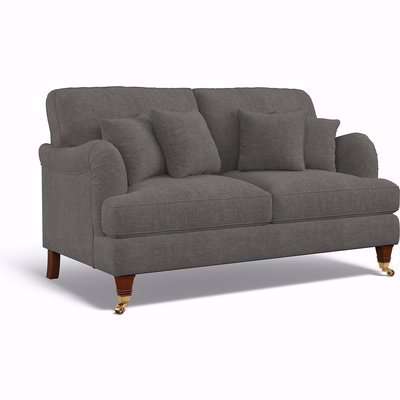 Emeline Soft Brushed 2 Seater Sofa with Antique Brass Castor Legs