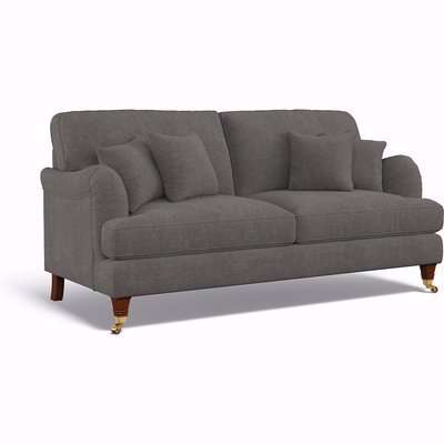 Emeline Soft Brushed 3 Seater Sofa with Antique Brass Castor Legs