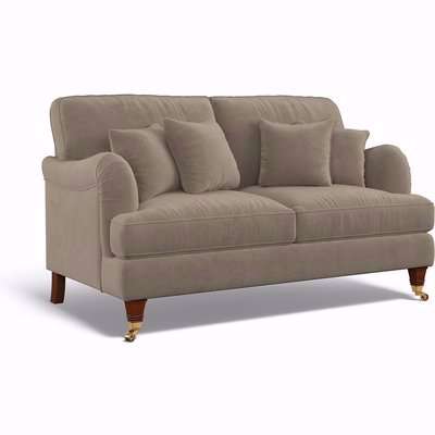 Emeline Textured Velvet 2 Seater Sofa with Antique Brass Castor Legs