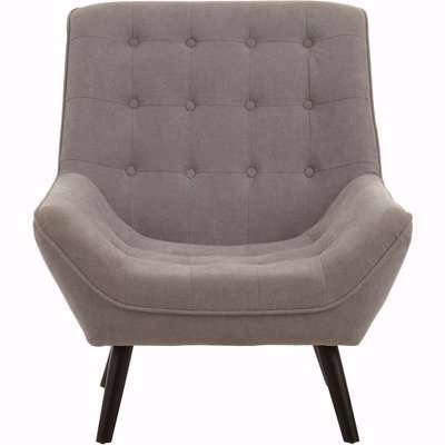 Grey Faux Linen Chair with Black Rubberwood Legs