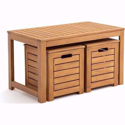 Garden Acacia Bench and Storage Chests