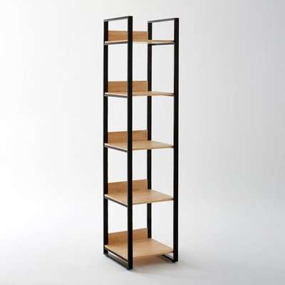 Hiba Pine and Metal Column Bookcase