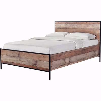 Industrial Style Oak and Black Double Bed
