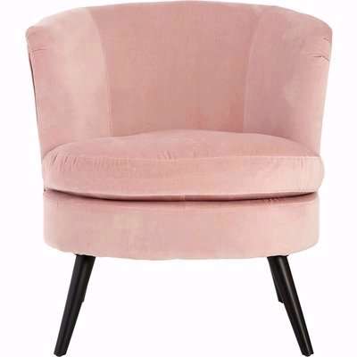 Luxury Velvet Bedroom Chair with Birchwood Legs in Blush