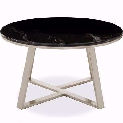 Black Marble Top Coffee Table with Silver Frame