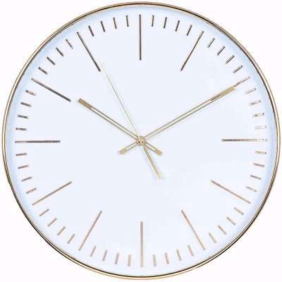 40cm Gold and White Metal Wall Clock