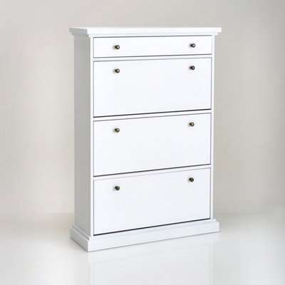 Nottingham 24 Pair Shoe Cabinet, with 3 Pull-Down Drawers & 1 Regular Drawer