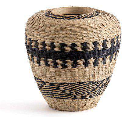 Plooming Decorative Vase in Woven Grass & Bamboo
