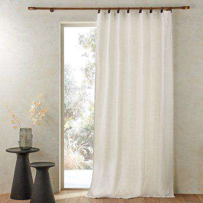 Private Single Washed Linen Curtain with Leather Tabs
