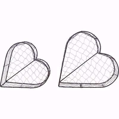 Set of 2 Heart Wire Baskets