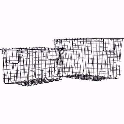 Set of 2 Silver Wire Baskets