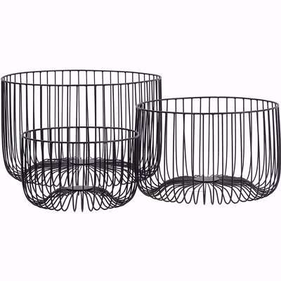 Set of 3 Black Wire Baskets