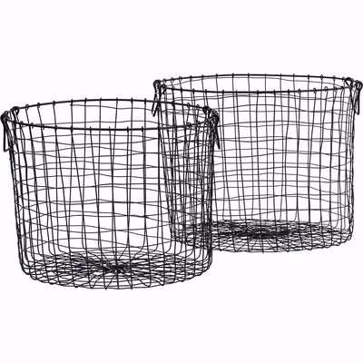 Set of 2 Black Wire Baskets