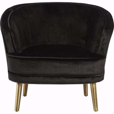 Velvet Tub Chair with Gold legs in Black