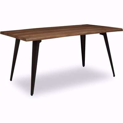 Wooden Veneer Top Dining Table with Black Legs