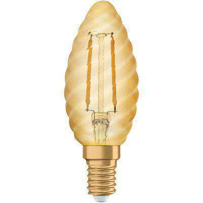 Osram 2.5W Vintage Gold LED Twisted Candle Bulb E14/SES Very Warm White - 293274