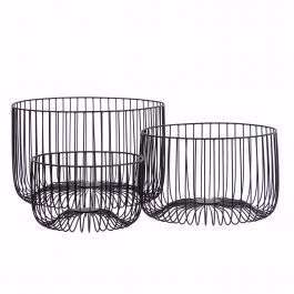 Barker Wire Baskets (Set of 3) Black 460x460x290mm