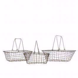 Ellie Wire Baskets (S/3) Antq Grey 350x300x140mm