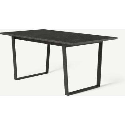 Amble 6 Seat Rectangular Dining Table, Black Marble Effect & Black