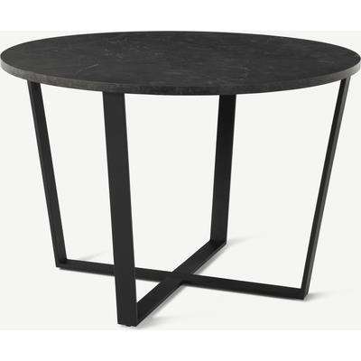 Amble 4 Seat Round Dining Table, Brown Marble Effect & Black