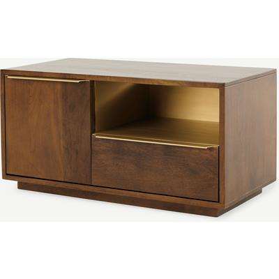 Anderson Compact TV Stand, Mango Wood & Brass