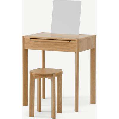 Ardelle Dressing Table with Stool, Oak