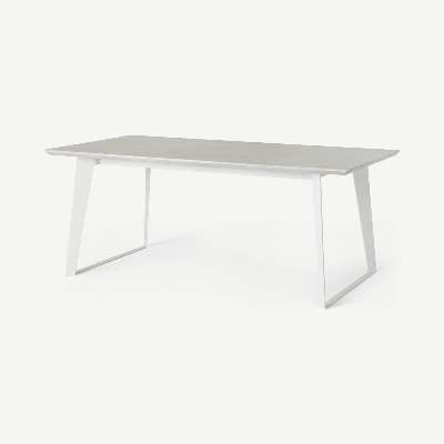 Boone 6 Seat Dining Table, White Concrete Resin Top 