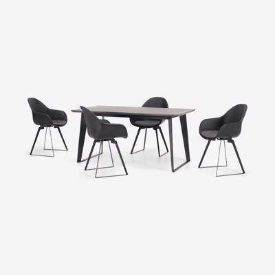 Boone Up to 4 Seat Dining Table and 4 Chair set, Concrete Resin Top 