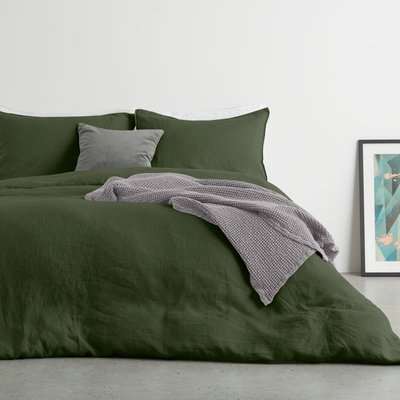 Brisa 100% Linen Duvet Cover + 2 Pillowcases, Double, Steel