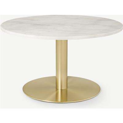 Corby Coffee Table, White Marble & Brushed Brass