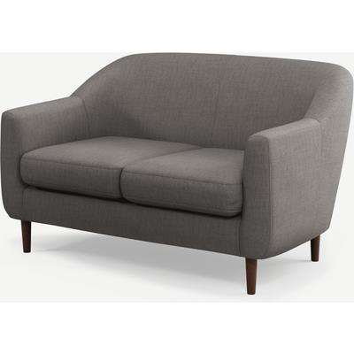 Tubby 2 Seater Sofa, Pewter Grey Fabric with Dark Wood Legs