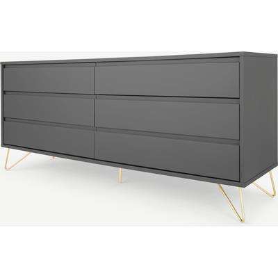 Elona Wide Chest Of Drawers, Charcoal & Brass