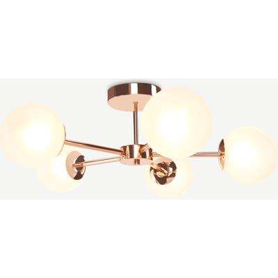Globe Large Flush Pendant, Copper & Frosted Glass