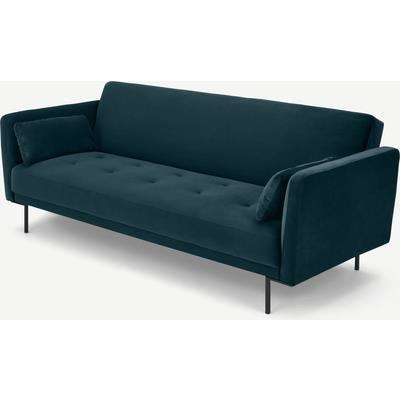 Harlow Click Clack Sofa Bed, Coastal Blue Recycled Velvet