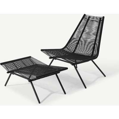 Hedy Garden Chair & Footstool Set, Black