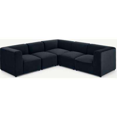 Juno 5 Seater Sofa Corner Group, Twilight Blue Velvet