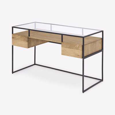 Kilby Desk, Light Mango Wood & Clear Glass