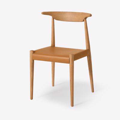 Klenno Dining Chair, Tan Leather & Oak Finish