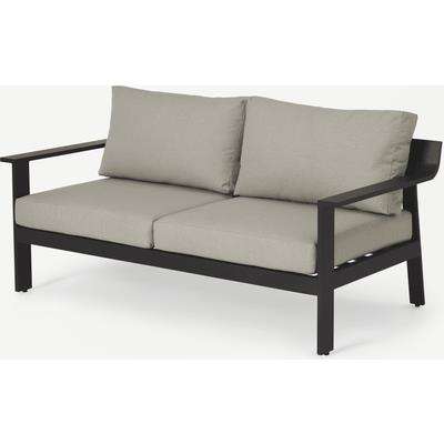 Kochi Garden 2 Seater Sofa, Black Aluminium & Taupe