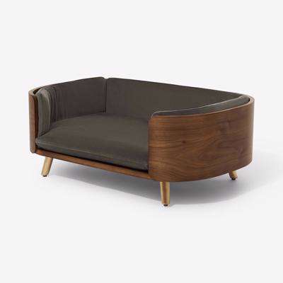 Kyali Lux Dog Sofa, S/M, Walnut, Brass & Grey