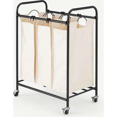 Moss 3 Section Laundry Cart, Black