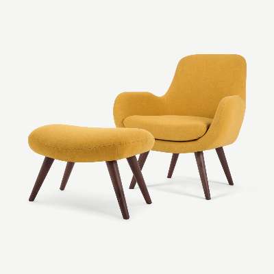 Moby Accent Armchair & Footstool, Yolk Yellow Weave