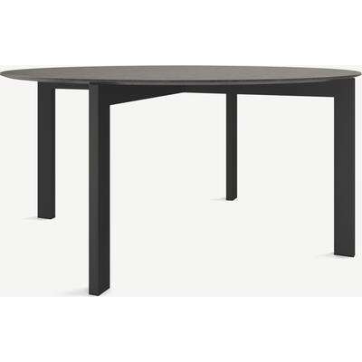 Niven 8 Seat Round Dining Table, Concrete & Black