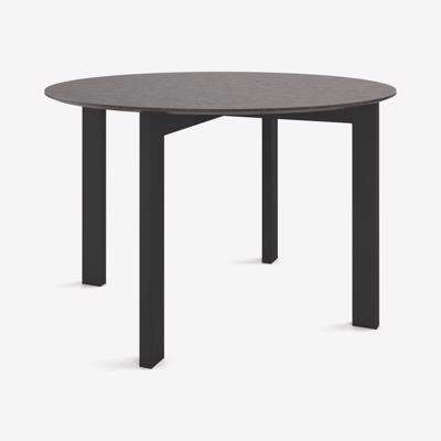 Niven 4 Seat Round Dining Table, Concrete & Black