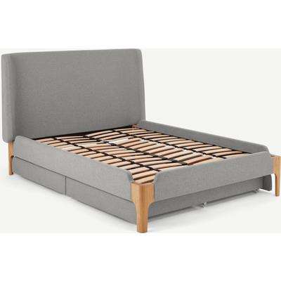 Roscoe Double Bed With Storage Drawers, Cool Grey & Oak Legs