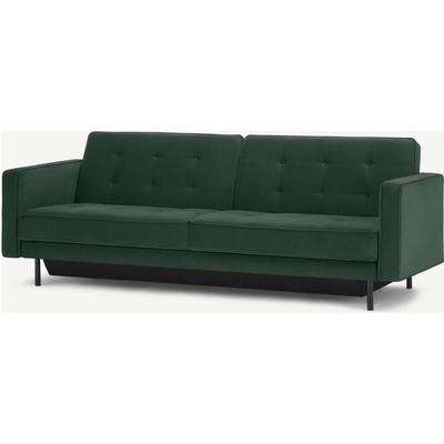 Rosslyn Click Clack Sofa Bed with Storage, Autumn Green Velvet