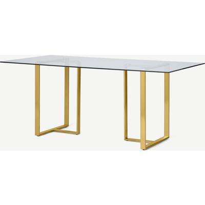 Saffie 6 Seat Dining Table, Brass & Glass