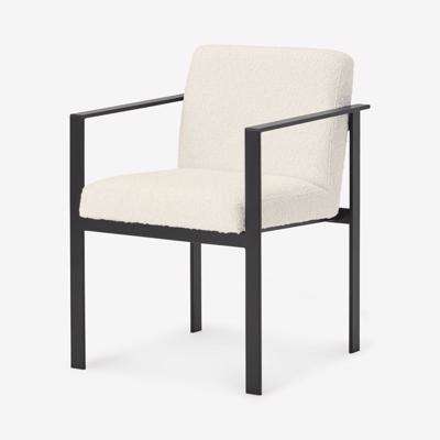 Saffie Carver Dining Chair, White Boucle with Black Legs