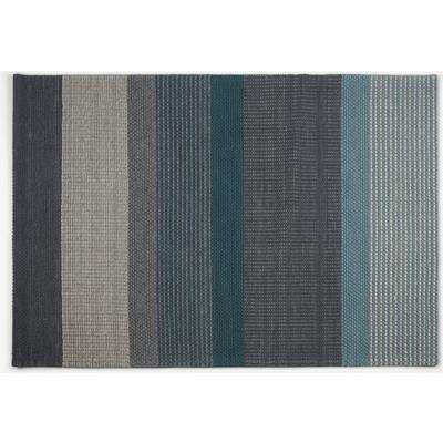 Sanlow Textured Stripe Rug, Large 160 x 230cm, Teal Blue